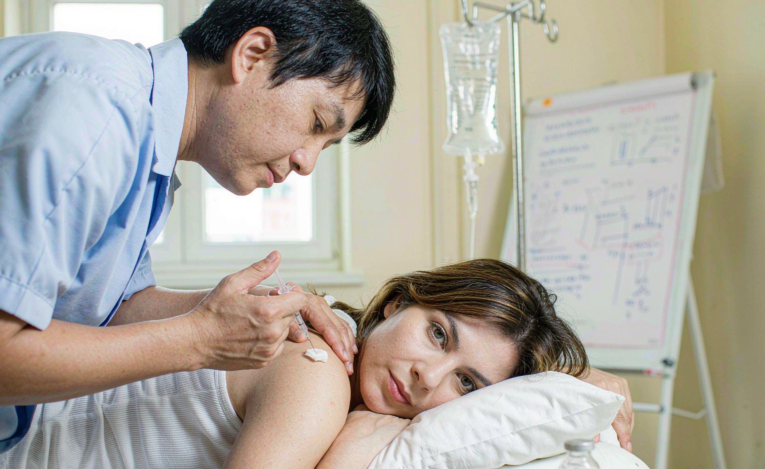 A vitamin D injection in a bright clinic